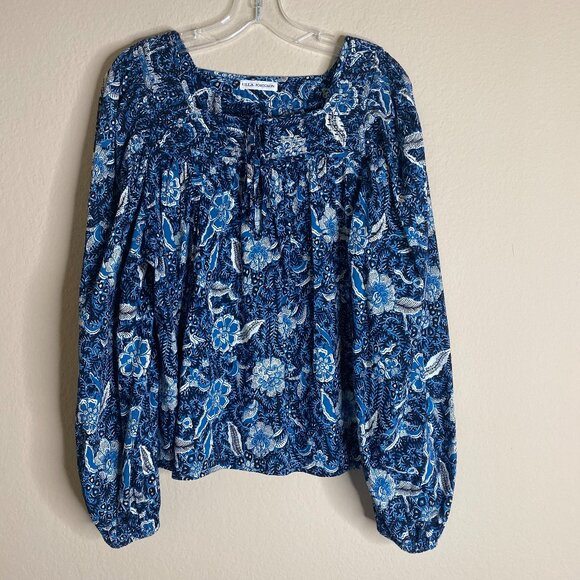 ulla johnson floral print long sleeve blouse - Picture 1 of 4